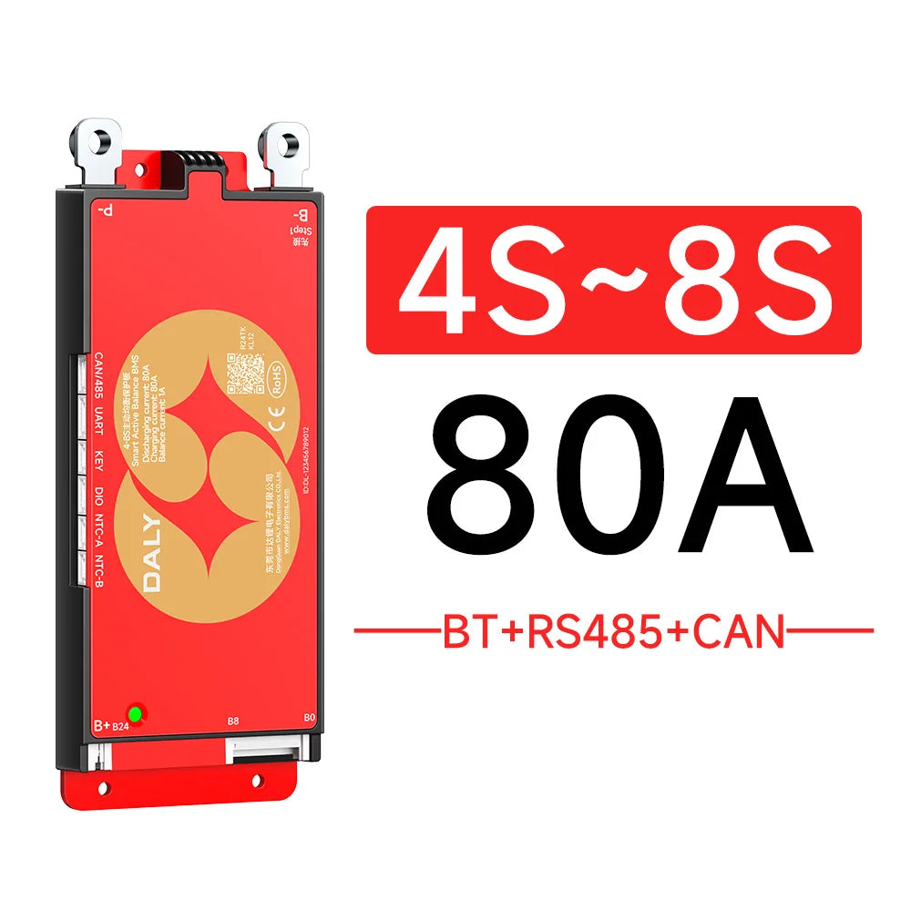 Daly Smart BMSWiFi 4S 12V 8S 24V 16S 48V 40A 100A 150A 200A Active Balance Overcharge/Discharge Protection for Sola/EV with BT