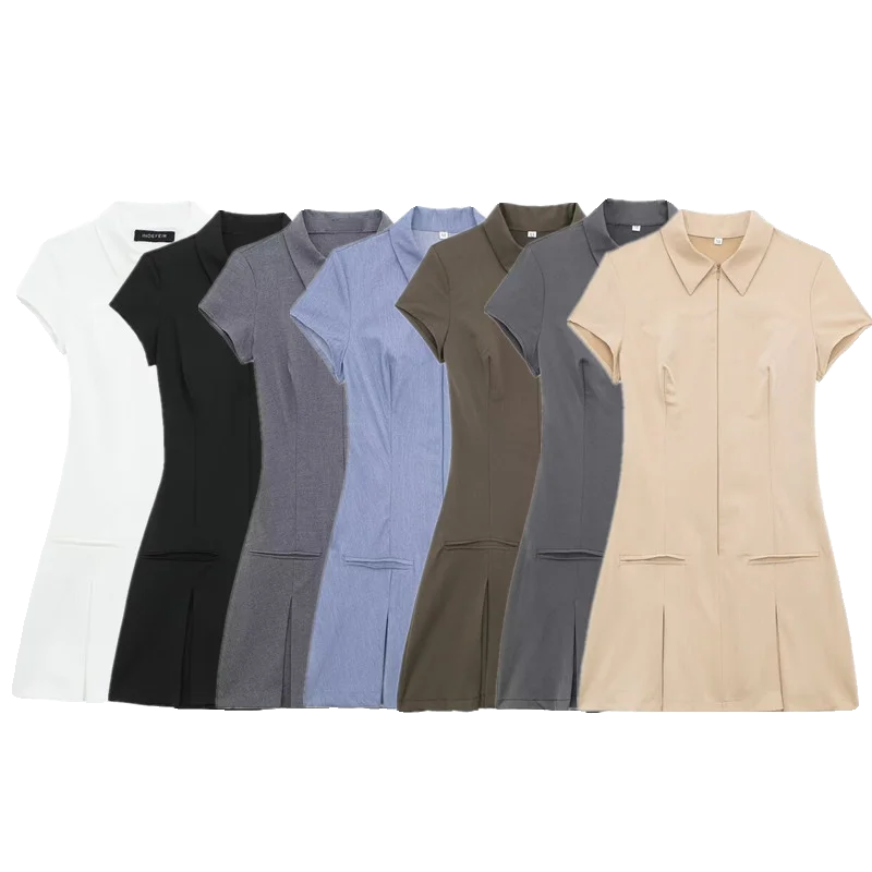 Spring 2024 Women's Faion Slim Fit ort Dr Wide Pleat Versatile Design Commute Sle ort Sve Other Material 00%