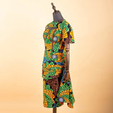 African Print Dresses for Women Short Sleeve Wrap Dashiki Outfits Ankara Attire Midi Party Wedding Evening S2025025