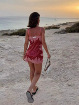 Women White Big Sequins Mini Slip Dress Deep V Spaghetti Strap Loose Short Dresses Club Night Out Birthday Party Gown 2026 New