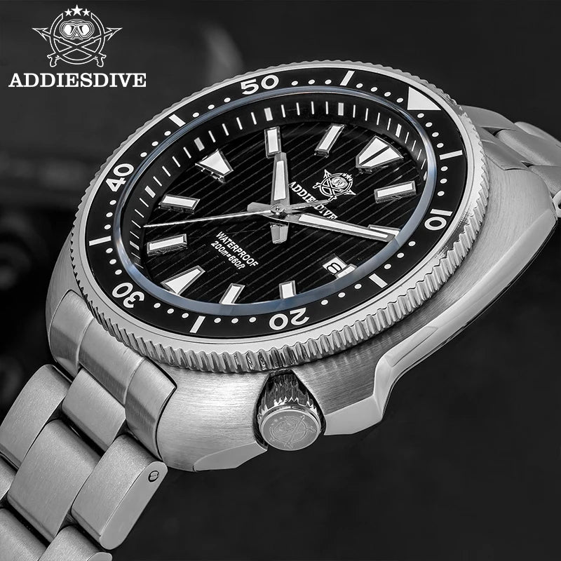 ADDIESDIVE Men's New Outdoor Quartz Watch 200M Diving BGW9 Super Blue Luminous Watch Sapphire Glass Men's Stainless Steel Watch