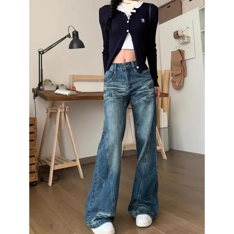 Ins Trendy Korean Style Women Floral Print Wide Leg Pants, Spring Autumn New Breathable All-Match Student Vacation Trousers