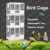 TTLarge Outdoor Bird Aviary Flight Metal Triple Parrot Breeding Stackable Bird Cage For Finches With Wheel