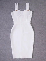 BEAUKEY Summer White Rhinestone Bandage Evening Dress Women Luxury Maxi Spaghetti Strap Red Club Celebrity Evening Party Vestido