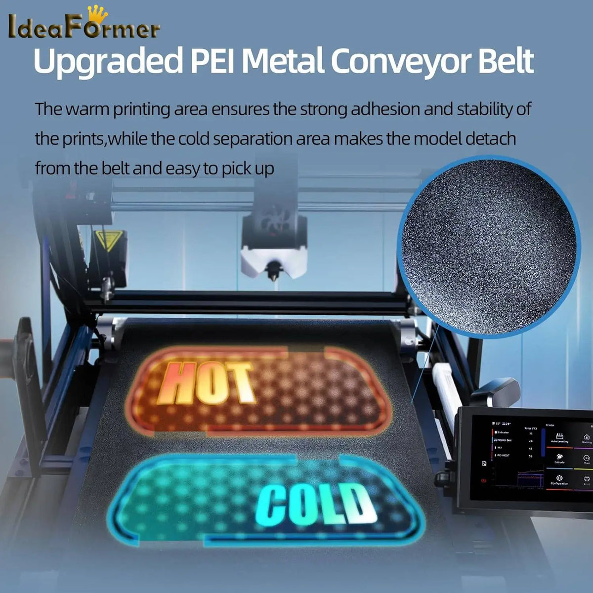 IdeaFormer IR3 V2 Conveyor Belt 3D Printer Infinite Z Axis 250x250x∞mm Core XY 400mm/s Auto Leveling Long Model Batch Printing
