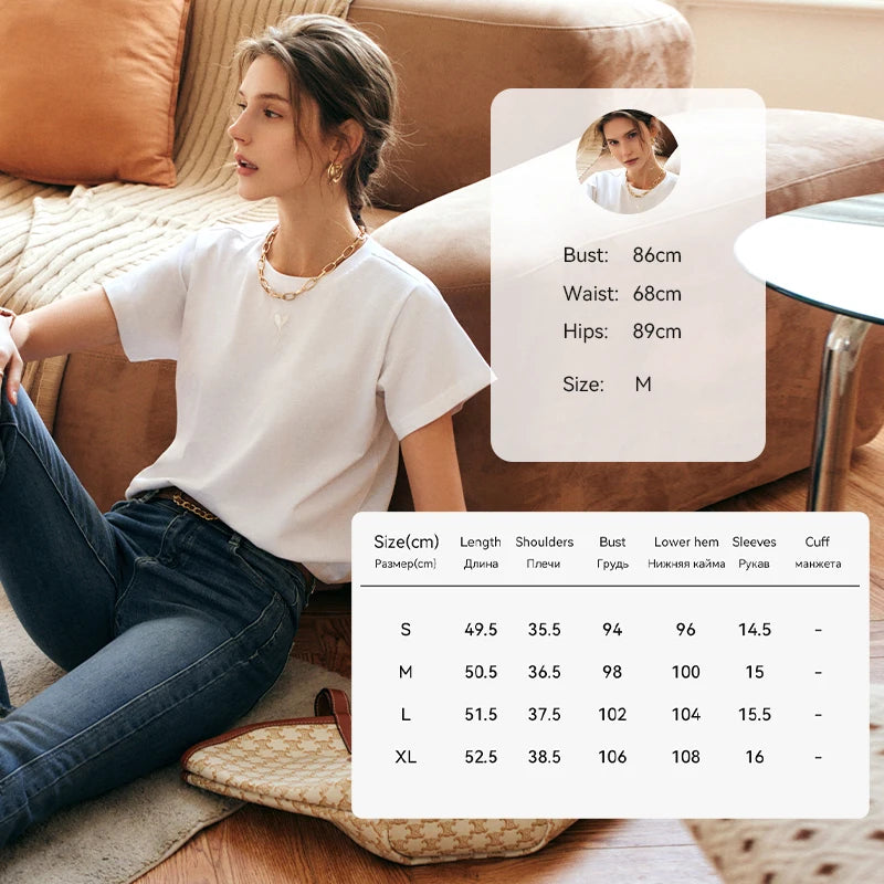 OLrain Embroidered T-shirt Woman 2026 Spring Summer Straight Commute White Cotton Casual Short Sleeve Basic Tops O22XT53052