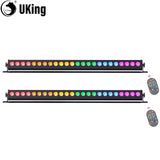 U'King 1/2Pcs 60W RGB 24LED Wall Wash Light Bar DMX512 Stage Light Bar DJ Lights For Wedding Disco Party Church Music Show