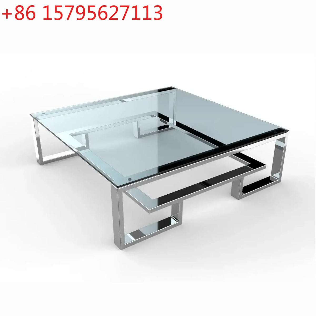 Stainless steel square glass large coffee table square table