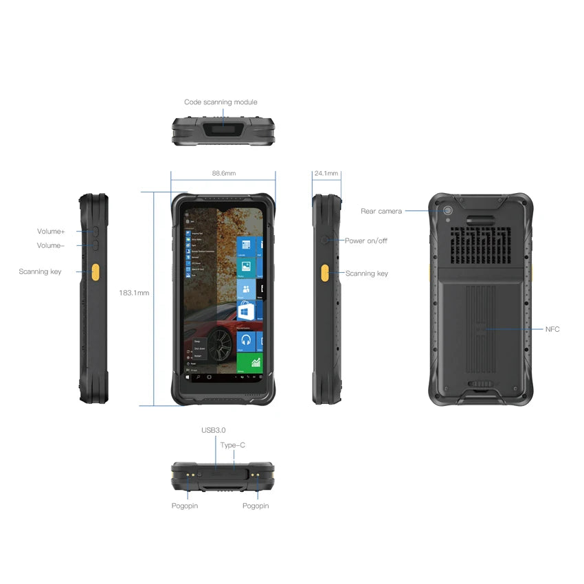 6.5 Inch Windows 11 PDA Handheld 8G+128G Intel N5100 CPU Data Collector IP67 Waterproof Rugged Industrial Tablet