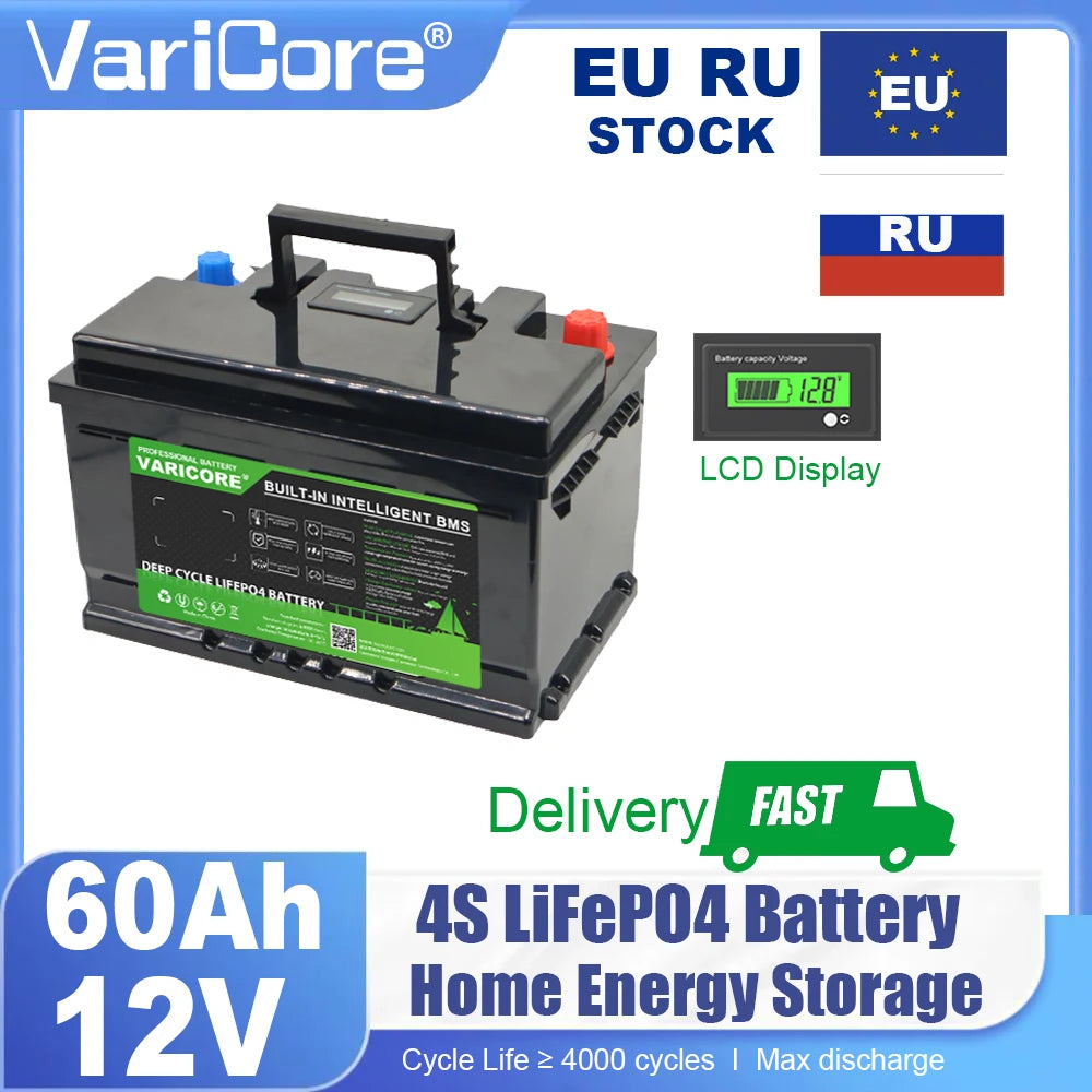 VariCore 12.8V/24v 360Ah 340Ah 180Ah 120AH 100Ah LiFePO4 Battery 25.6v 12V Lithium Iron Phosphate for RV Touring Car Solar Wind