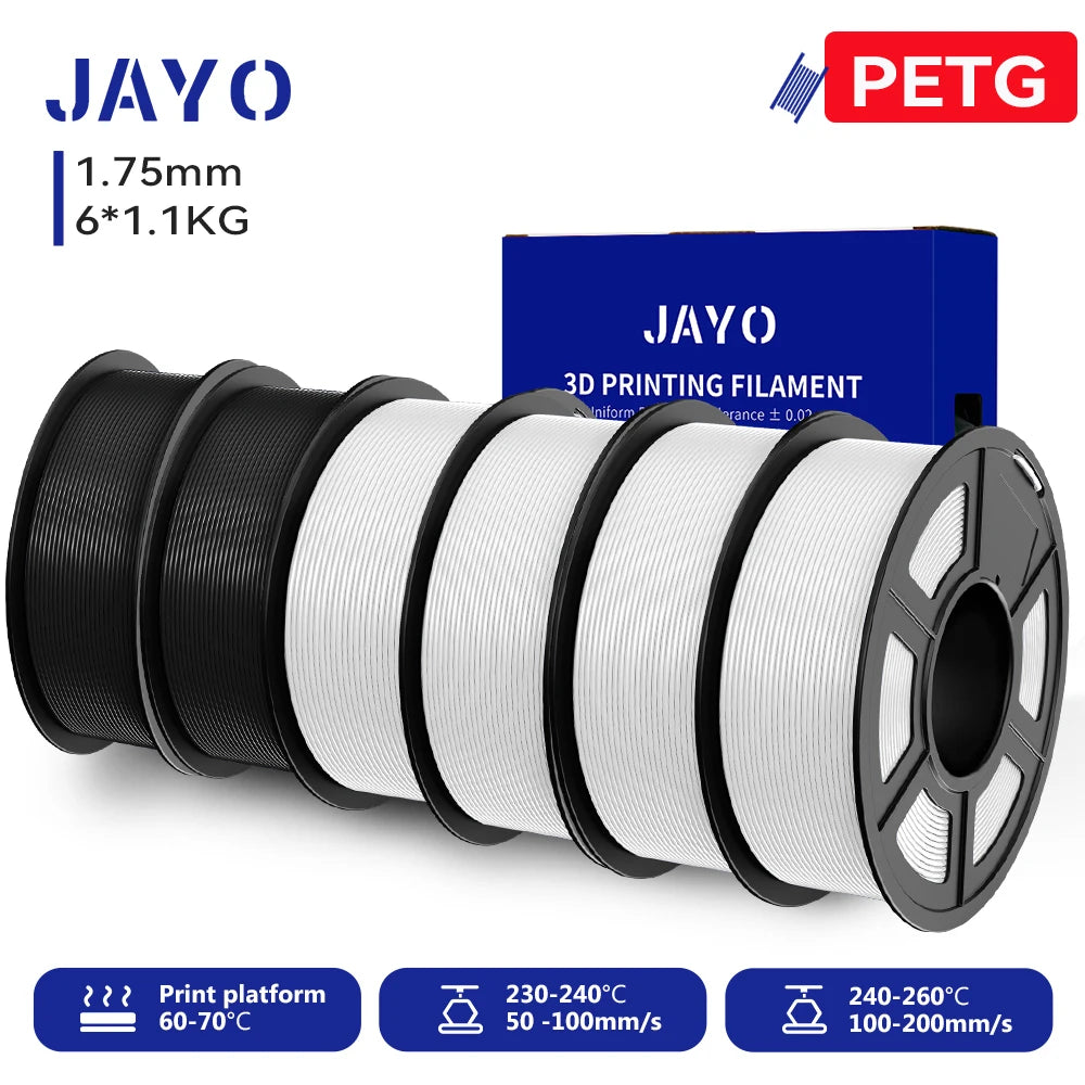 JAYO 3D PETG/ High Speed Matte PETG / PLA Classic Printer Filament 1.75mm 3D Printer Filament 6.6KG Neatly Wound PETG for 3D