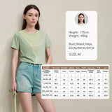 Amii O-Neck Women's T-Shirt 2026 Summer New Stretch Cotton Tee Color Block Versatile Casual Straight Short Sleeve Tops 12622177