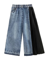 [EAM] High Waist Army Green Denim Pleated Long Wide Leg Jeans New Loose Women Trousers Fashion Tide Spring Autumn 2026 1DF7325
