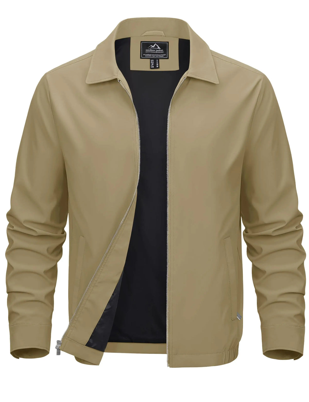 Men's Lightweight Windbreaker Jacket Full Zip Casual Jacket Water-Repellent Coat with Zip Pockets Golf Work Outdoor