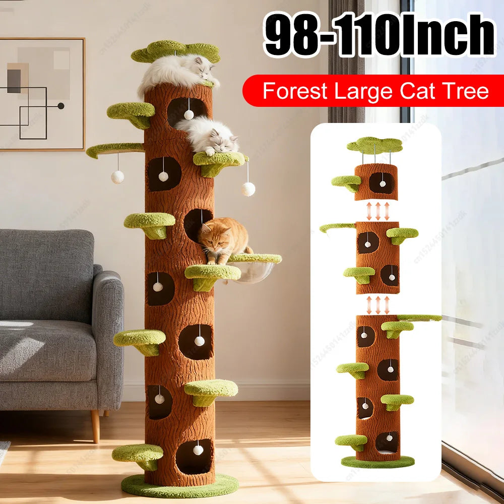 Tall Cat Tree Tower with Sisal Scratching Pad Cat Climbing Frame Super Large Cat Tree Tower for Maine Coon Cats