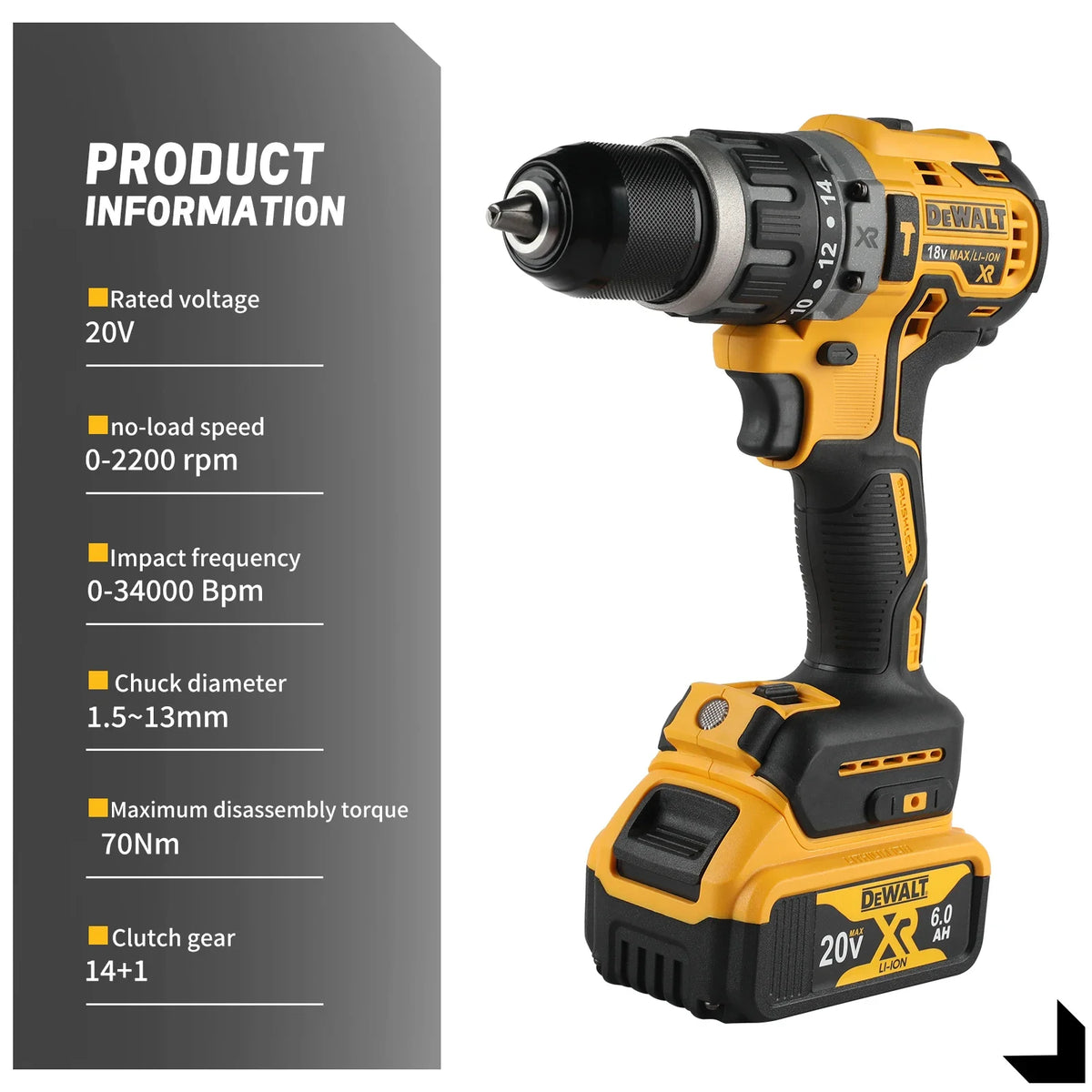 Dewalt DCD796 Cordless Brushless Impact Drill Brushless Drill Multifunctional Rechargeable Portable 20V Battery Power Tools