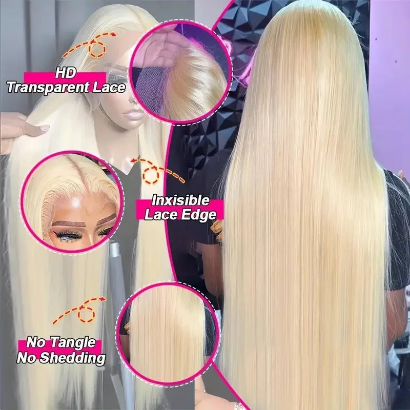 Long Inch 613 Human Hair Wig Blonde 613 Hd Lace Frontal Wig Straight Human Hair Wigs Colored Honey Blonde Human Lace Front Wigs