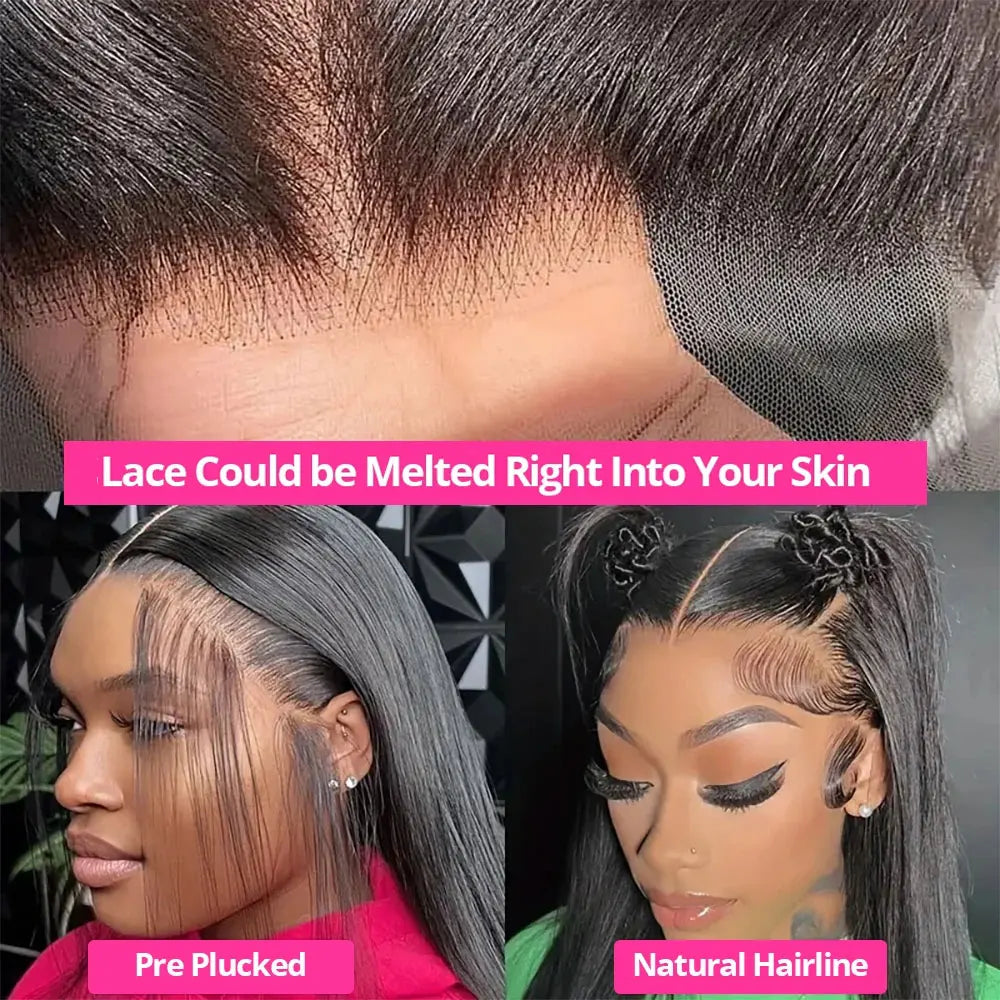 250 Density 13x4 13x6 HD Transparent Lace Frontal Wig Brazilian Wigs Human Hair 5x5 Gluess Wig Bone Straight Hair For Women