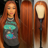 #4/350 Brown Mix Ginger Colored Skunk Stripe 5x5 Lace Front Glueless