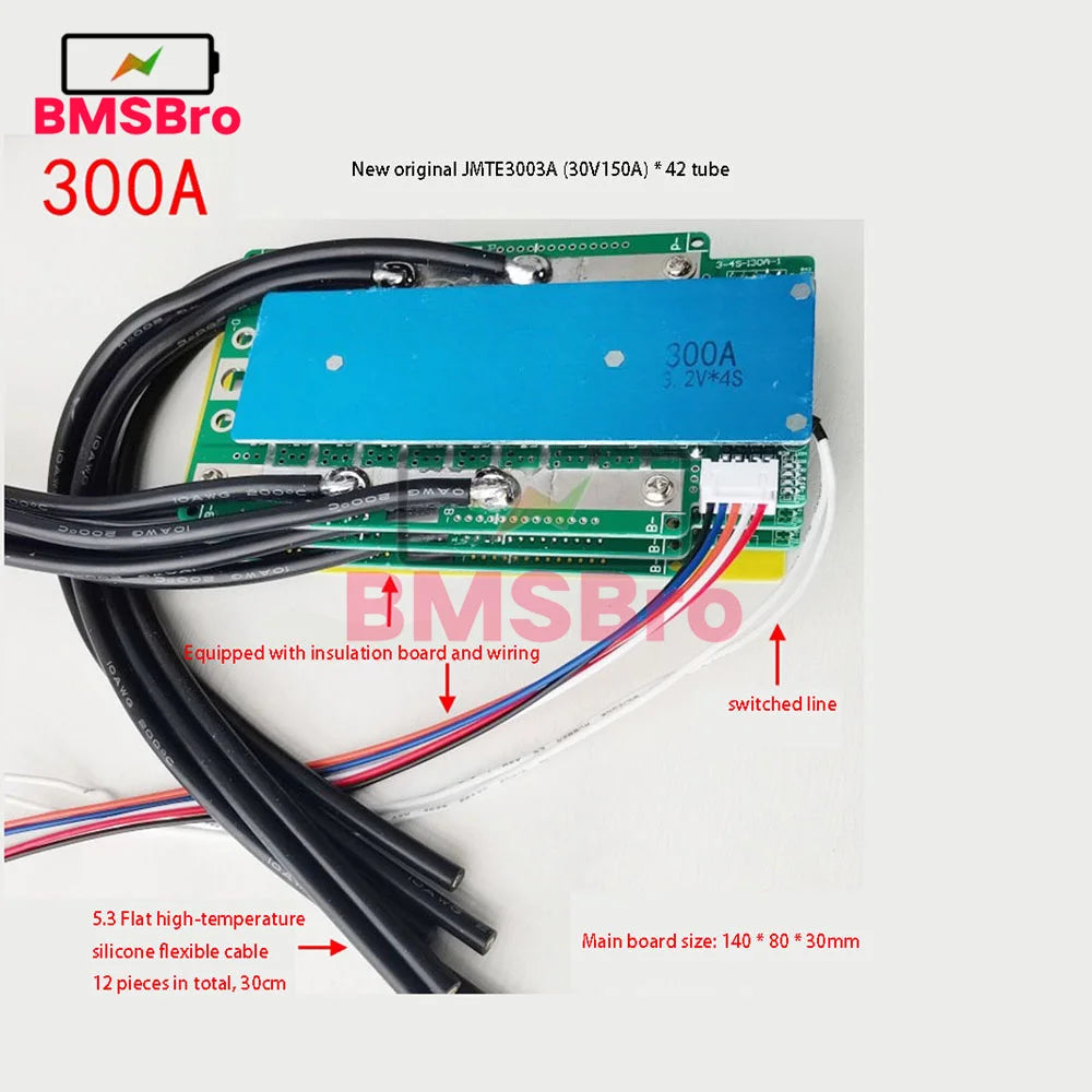 4S 12.8V 390A 300A 260A 200A 130A 100A BMS LFP Lifepo4 Lithium Battery Cells Charging Protection Board Car Start RV Inverter