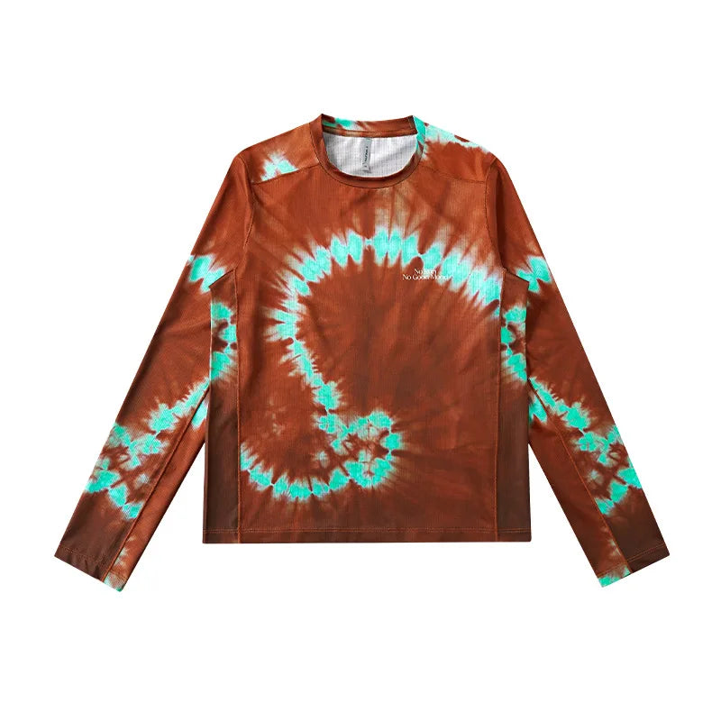 Women's Spiral Digital Print Sports Long-Sleeve T-Shirt: Body-Shaping Slimming & Quick-Dry Performance Breathable, Sweat-wicking
