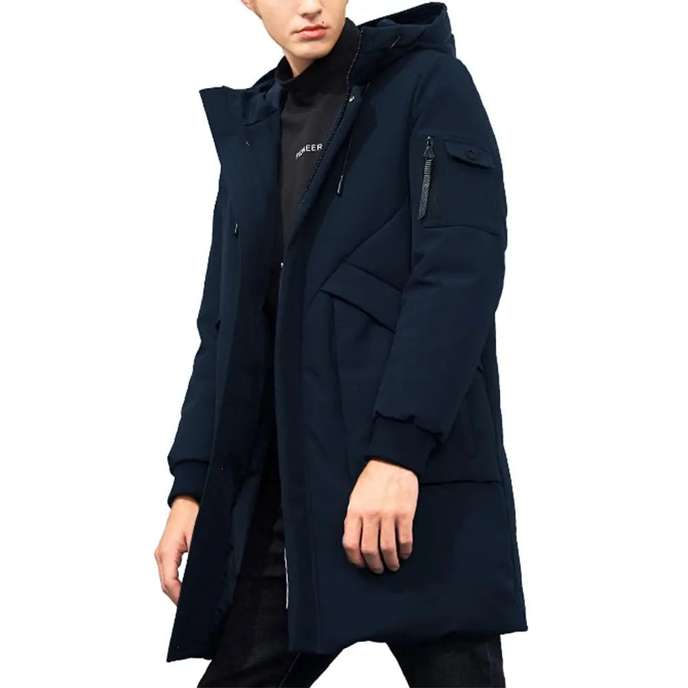 Pioneer Camp Men's Winter Coats Water-Repellent Windproof Thicken Parkas Long Hooded Padded Puffer Jacket