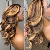 Highlight Wig 100% Human Hair 13x6 Hd Lace Frontal Wig Honey Blonde Lace