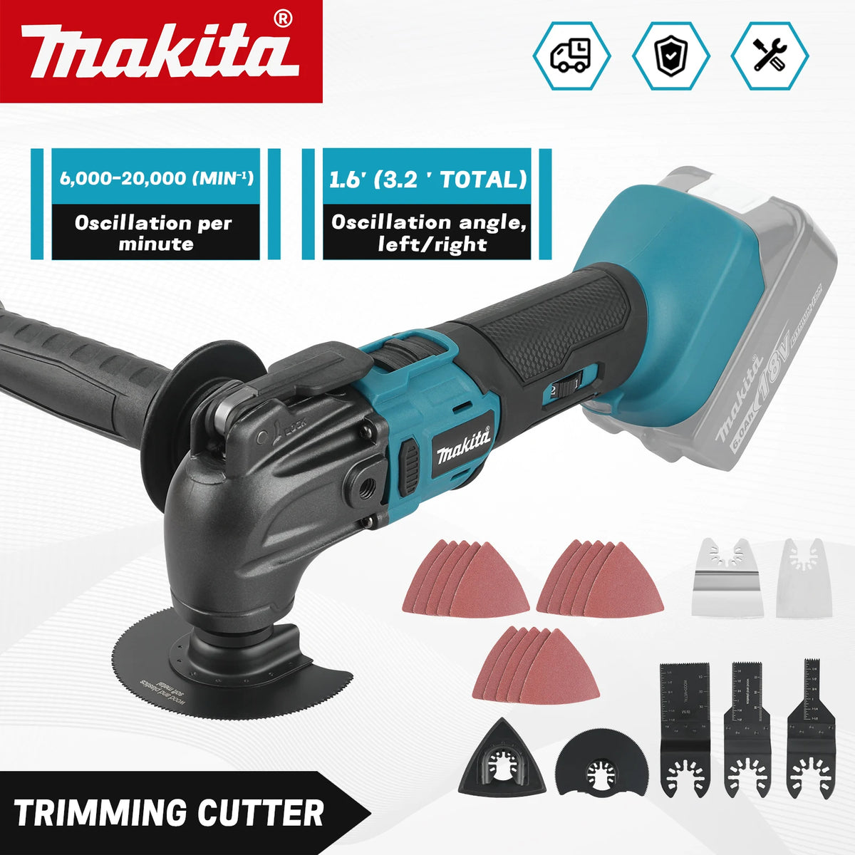 Makita 18V Cordless Oscillating Tool Brushless 6-Speed Quick Release Renovator for Home DIY Cutting Shoveling Work