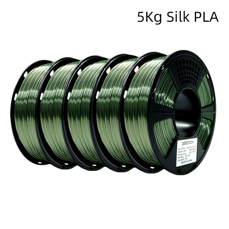 GEEETECH 5Rolls 3D Silk PLA Filament 1Kg/roll 1.75mm Spool Wire For 3D Printer Material,Vacuum packaging,Safety
