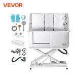 VEVOR 50" Pet Dog Grooming Tub Electric Height Adjustment Stainless Steel Bathing Station Bathtub for Multiple Pets Washing Sink