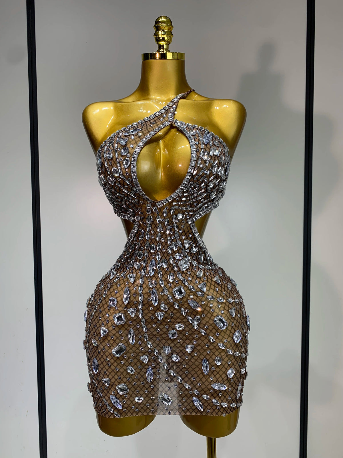 New Arrival Women 2025 Sexy Backless Hollow Out Diamond Evening Prom Gown Birthday Luxury Celebrate Stage Nightclub Outfit