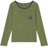 ELFSACK Women's Striped Ringer T-Shirt with Star Print, Casual Long Sleeve Graphic Top for Everyday Wear