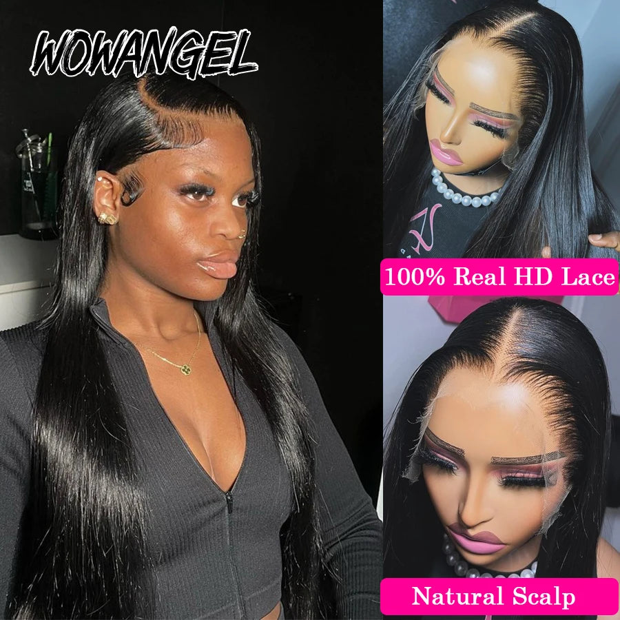 Wow Angel 5x5 HD Lace Closure Wigs 250% Straight Closure Wig Human Hair Wigs Skins Melted Ready To Wear Remy Brazilian For Woman