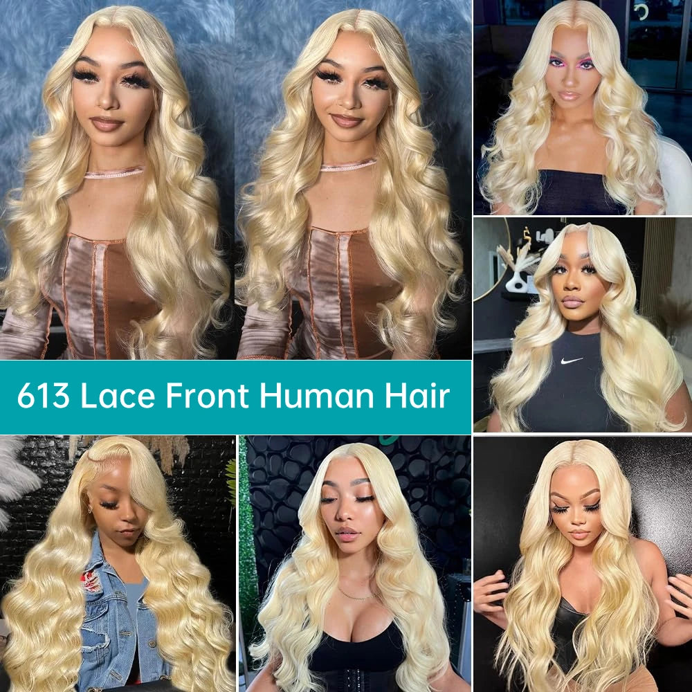 613 13x6 Lace Front Wig Human Hair Body Wave Blonde Lace Frontal Wigs