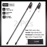 Local+ 2PCs Carbon Fiber Foldable 5-Sections Ultra-Light 110g Trekking Poles Walking Cane, 110/120/130cm Fixed Length Hiking Sticks for Outdoor Camping, City Running, Travel, Men Women Lightweight Portable Gear Caron Fiber Black Tech