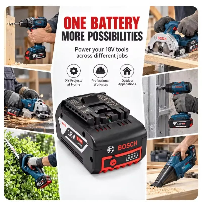 Genuine Bosch 18V 6.0Ah Battery BAT609 BAT609G Original Lithium-Ion Rechargeable Power Tool Battery