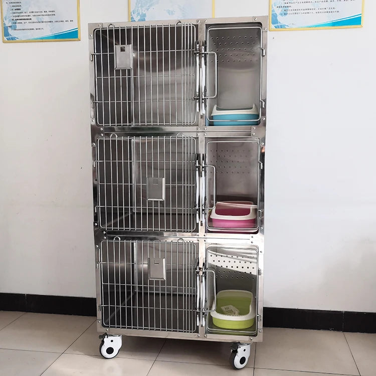Cat Boarding Cages for Pet Grooming Salon Pet Hospital Stainless Steel Veterinary Cage