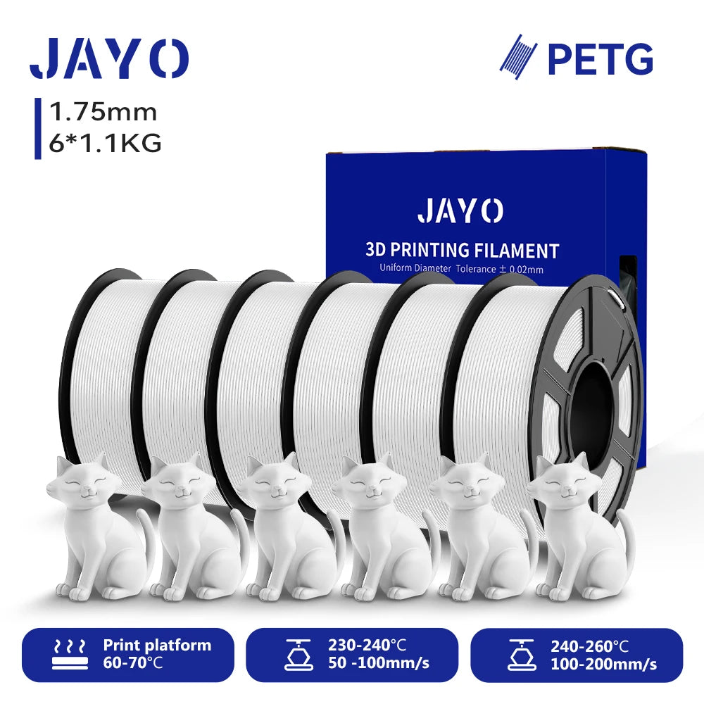 JAYO 3D PETG/ High Speed Matte PETG / PLA Classic Printer Filament 1.75mm 3D Printer Filament 6.6KG Neatly Wound PETG for 3D