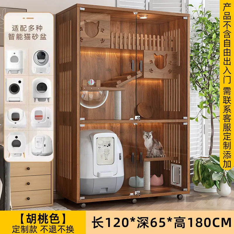 cat cage home indoor cattery cat cabinet discharge automatic litter box custom villa