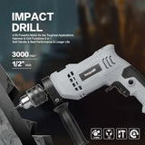 Inequalit 4.5A Corded Hammer Drill with 105-Piece Set & Carry Case