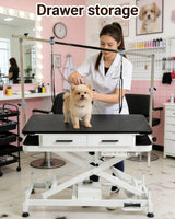 Electric Lift Pet Grooming Table with Drawers High-Density Waterproof Tabletop Dog Grooming Table for Pet Salon