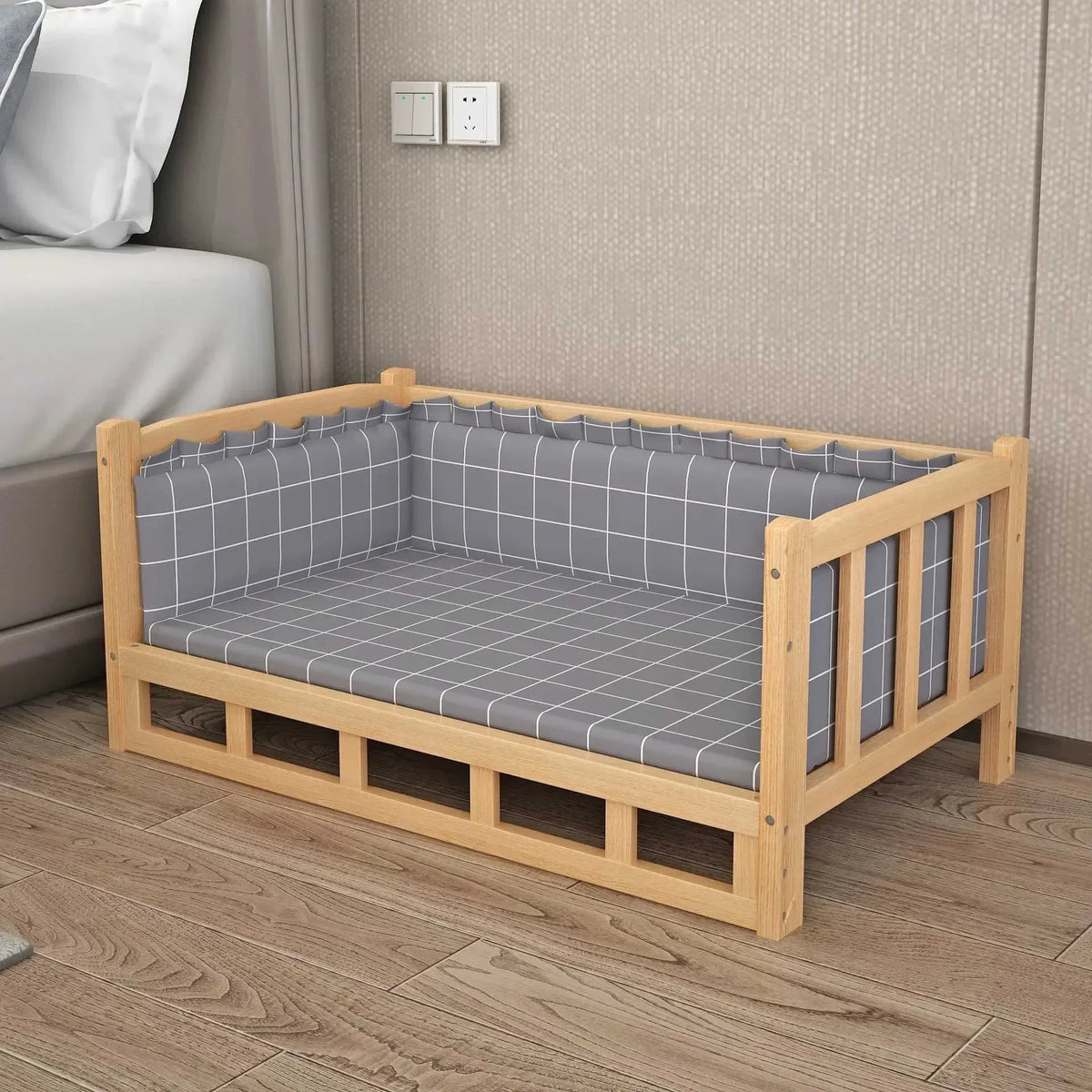 Solid Wood Dog House Dog Bed Smooth Polished Teddy Dog House Golden Retriever Detachable Pet Bed Solid Wood Cat Bed