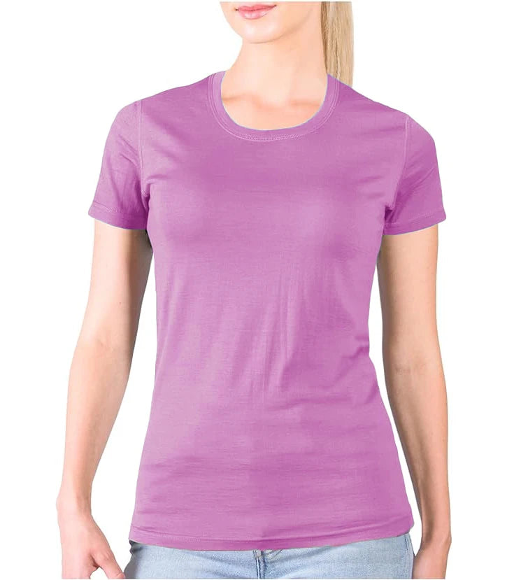 100% Merino Wool T-Shirt Womens Lightweight Short Sleeve Crew Shirts Merino Wool Base Layer Women Undershirt No Itch Breathable