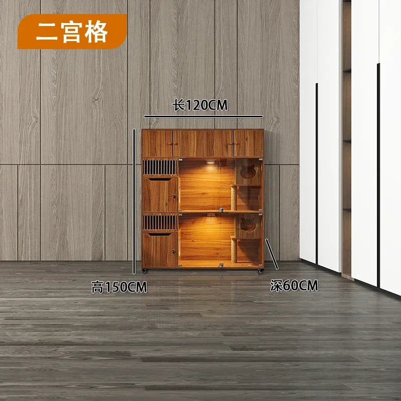 Cat cage villa solid wood household  display cabinet custom  cabinet  house pet store foster breeding three-layer  h