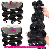 13X6 HD Lace Frontal With Body Wave Human Hair Bundles Human Hair With Closure 100% Raw Human Hair Bundles With 13X4 Frontal Closure Human Hair Extensions Top Quality 3-5 Working Days To US