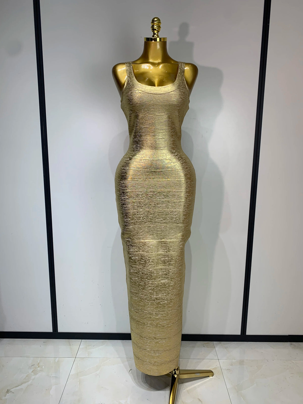 Women Sleeveless Bodycon Bandage Dress Celebrity Elegant Gold Cocktail Evening Party Luxury Birthday Dress Vestidos