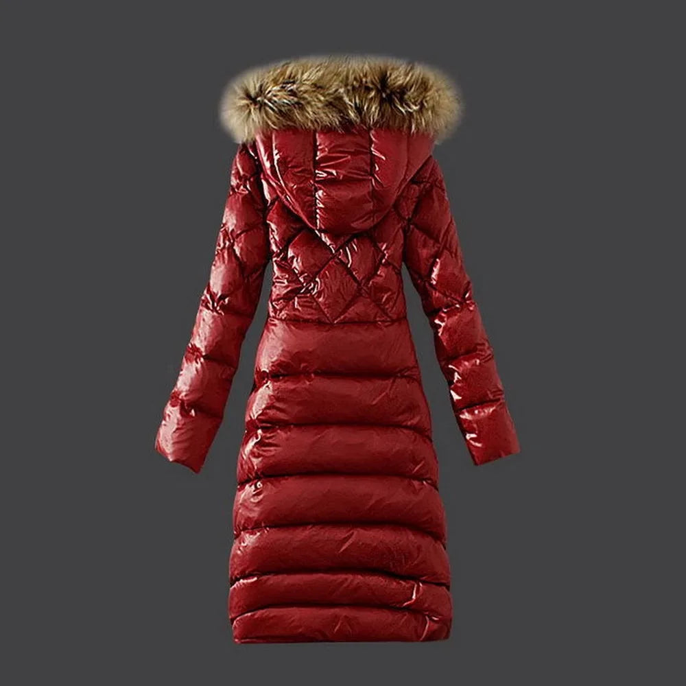 Women's Mid-Long Thickened Down Jacket With Large Raccoon Fur Collar White Duck Down Winter Coat Bikini Set Women's Swimsuit Bea