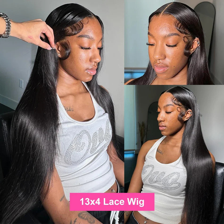 30 40 Inch 13x4 13x6 HD Transparent Bone Straight Lace Front Wigs 4x4