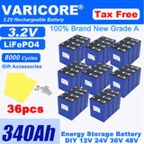 Grade A 3.2V 360AH 340Ah Battery LiFePO4 Lithium Iron Phospha for 12V 24V 4S E-scooter RV Solar Energy Storage System Duty-free