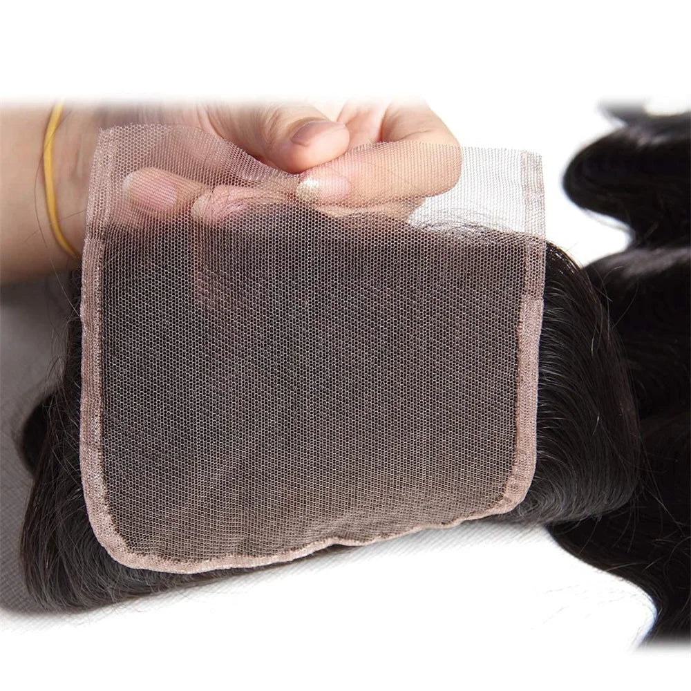 Unice Hair Body Wave Human Hair Bundles With Closure Natural Color 100% Human Hair 3/4 PCS Bundles With 4x4 Inch Lace Closure